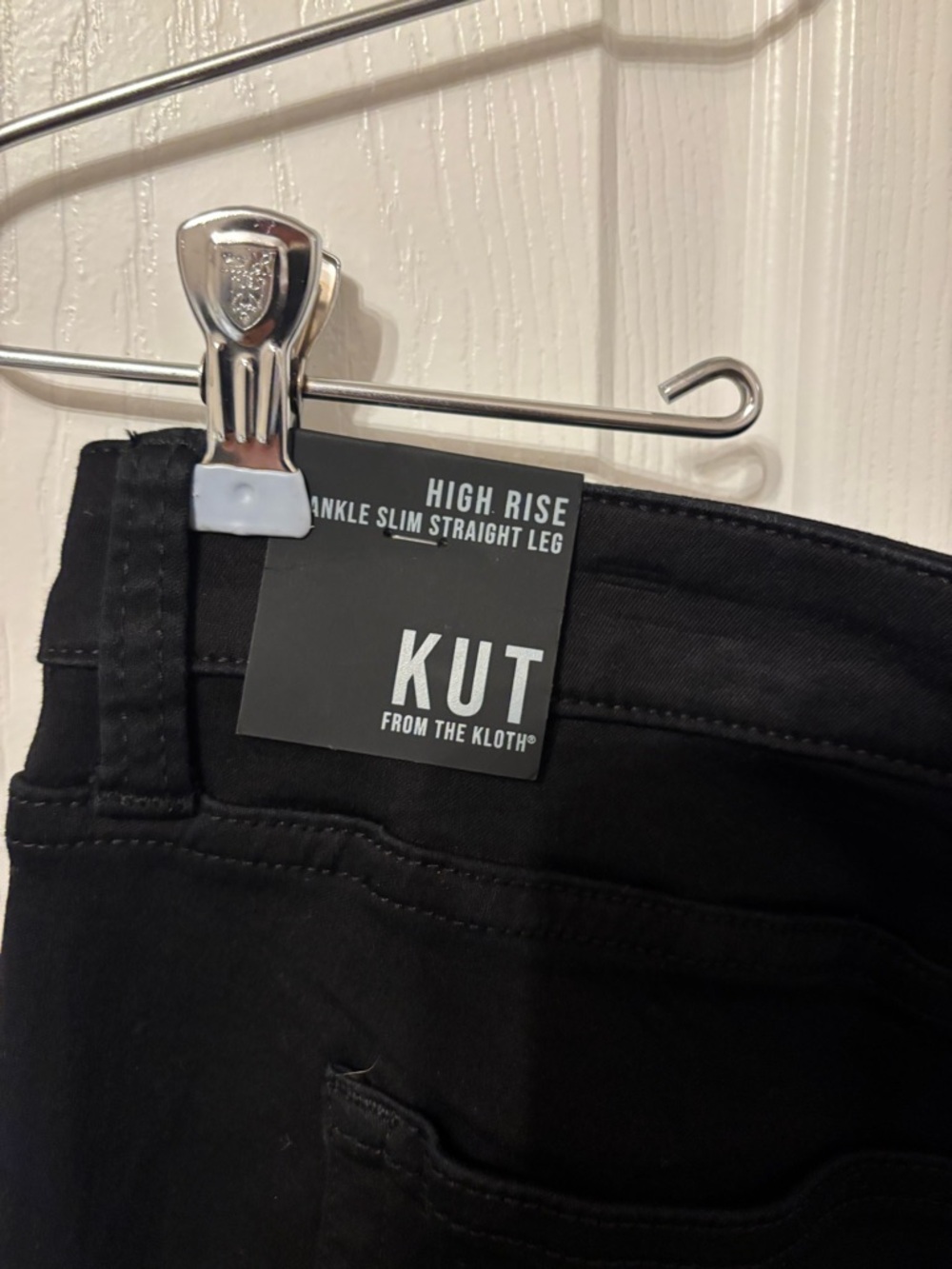 KUT from the Kloth High Rise Ankle Slim Straight Black Jeans Button Fly - Picture 9 of 15